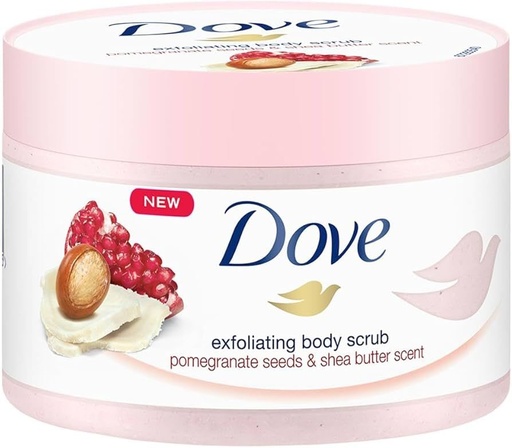 Dove 225ml Exfoliating Body Scrub Pomegranate Seeds and Shea Butter Scent